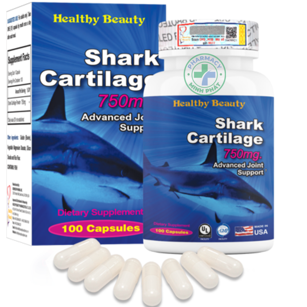 SHARK CARTILAGE 750MG - Giúp tái tạo mô sụn khớp, giúp giảm đau nhức xương khớp và vận động linh hoạt hơn.